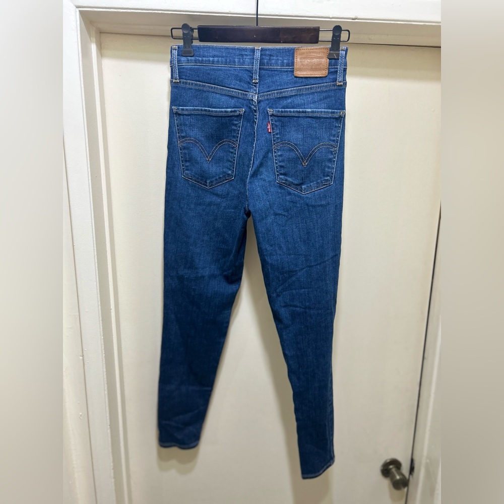 Levi's Mile High Super Skinny Jeans Women Size 28 Italian Denim Blue Stretch 26L